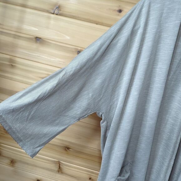 Donni Sandwash Cardigan Womens Plus One Size Striped Open Front - Picture 3 of 10